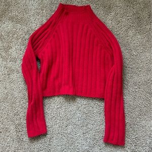 american eagle red cropped mock neck in size M